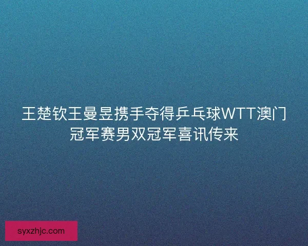 王楚钦王曼昱携手夺得乒乓球WTT澳门冠军赛男双冠军喜讯传来